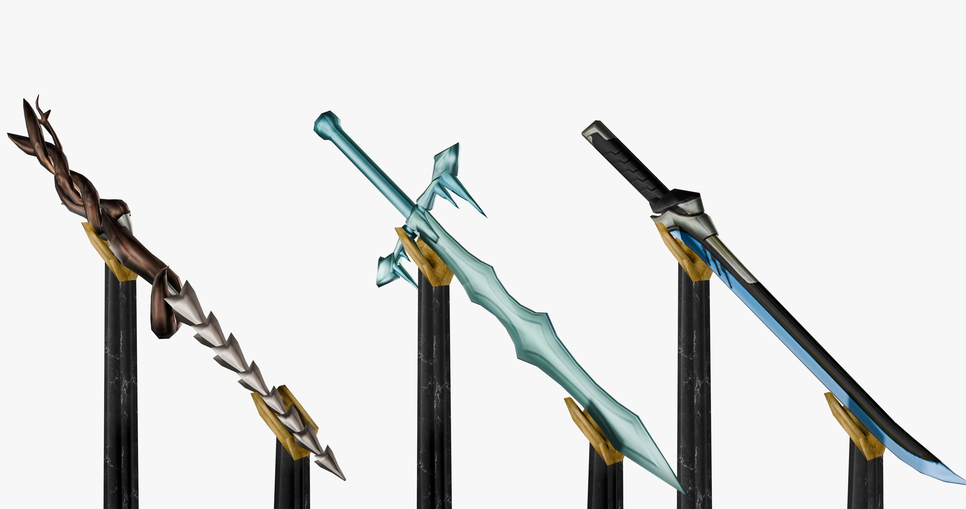 15 Stylized Sword Models Pack 1 - Low Poly Low-poly 3D model_9