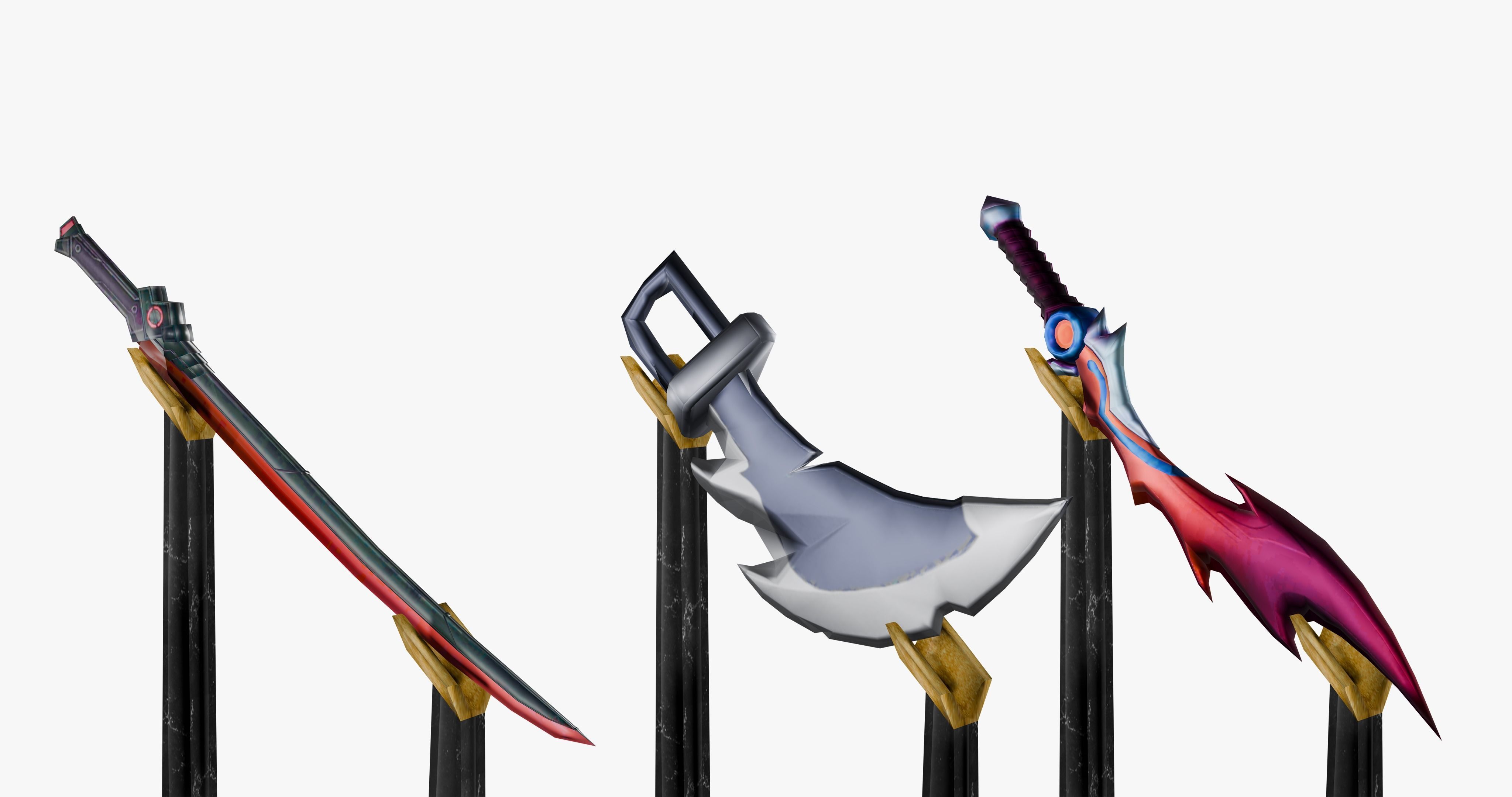 15 Stylized Sword Models Pack 1 - Low Poly Low-poly 3D model_8