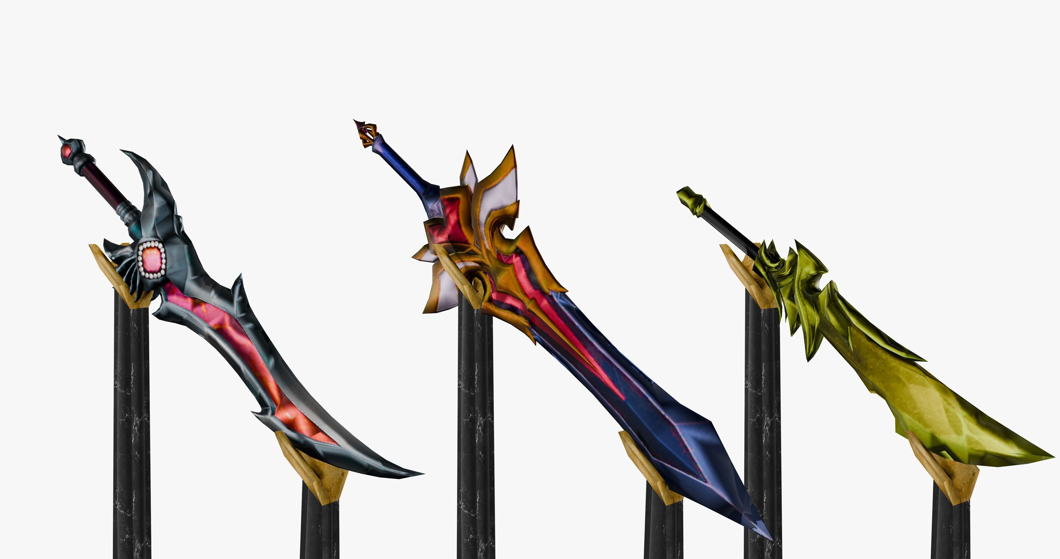 15 Stylized Sword Models Pack 1 - Low Poly Low-poly 3D model_10