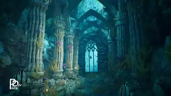 Atlantis Ruins 37 Assets Low-poly 3D model