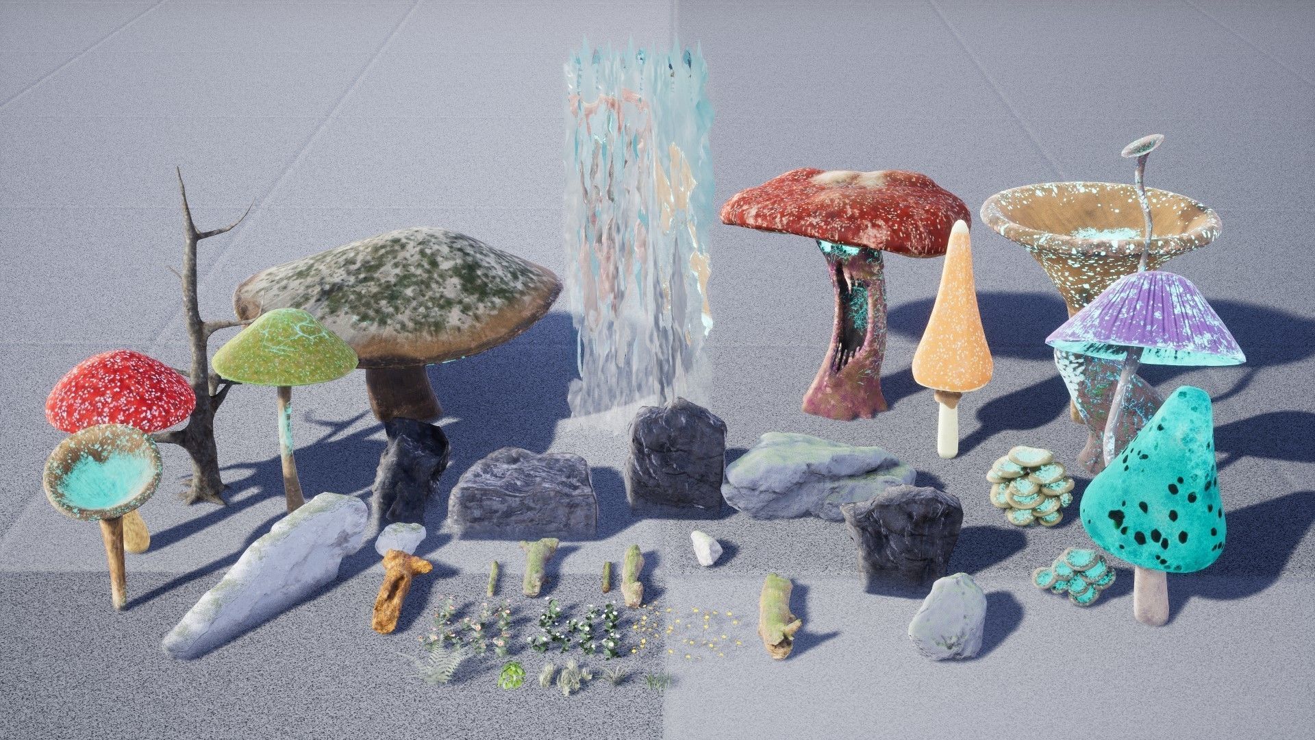Mushroom Forest 37 Assets Low-poly 3D model_13