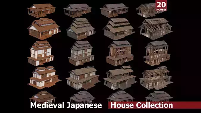 Medieval  Japanese Houses  - 4K Textures Game Ready