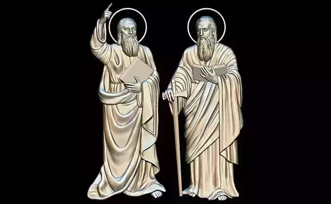 Saint Peter and St Paul 3d model relief for cnc 3d printing 3D print model