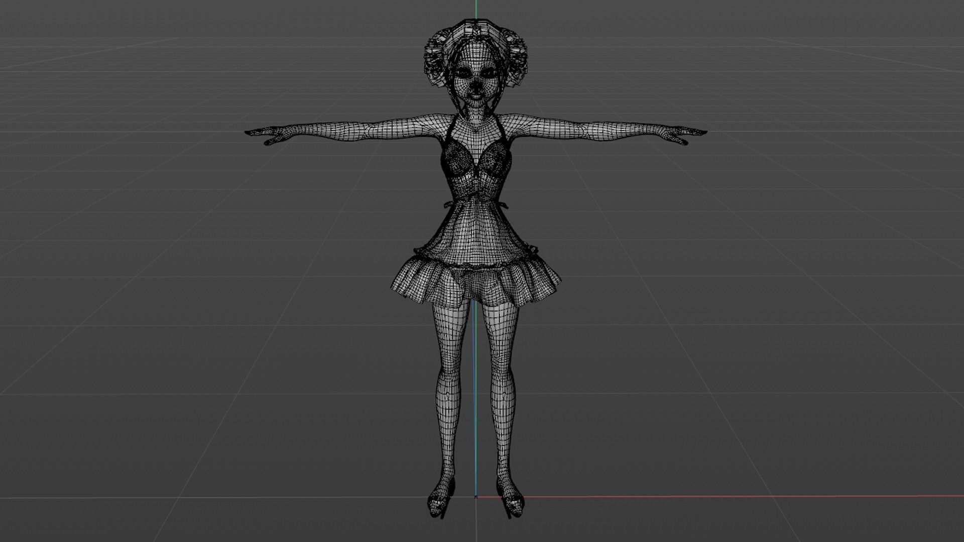 Girl in White Dress Rigged 3D model_34