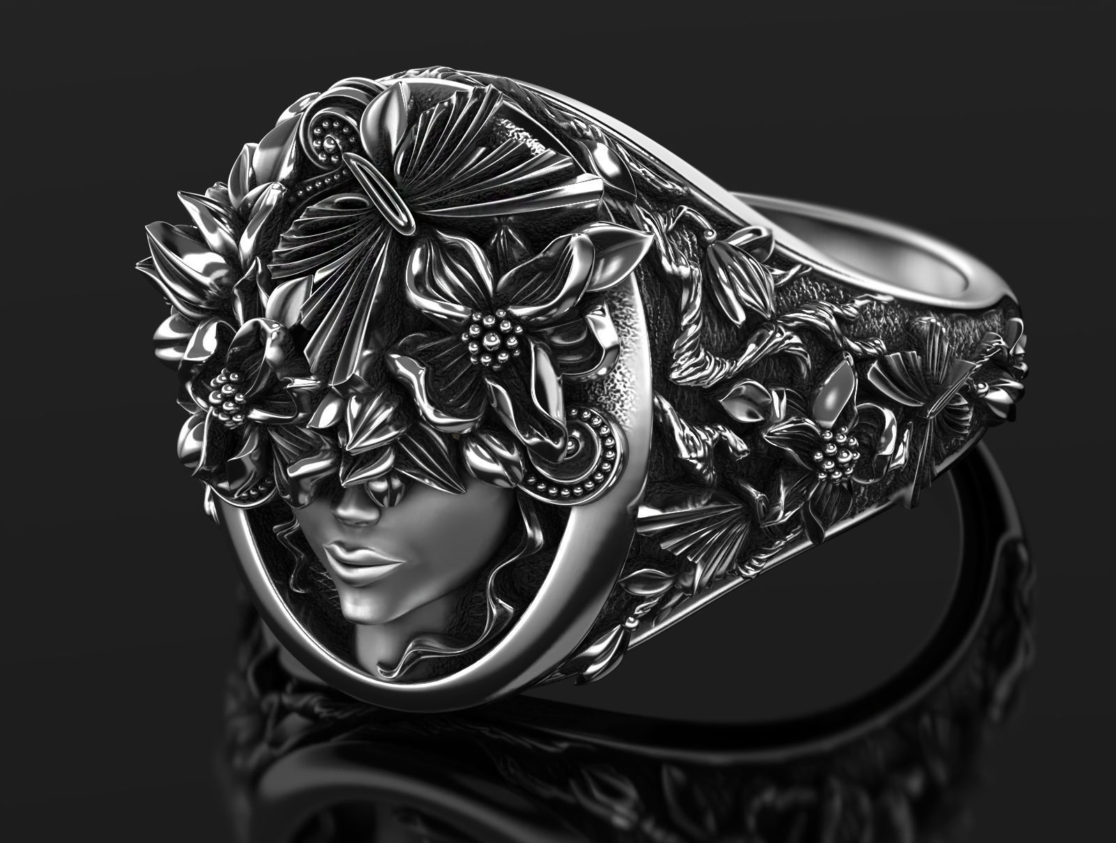 Flora ring  3D print model_9