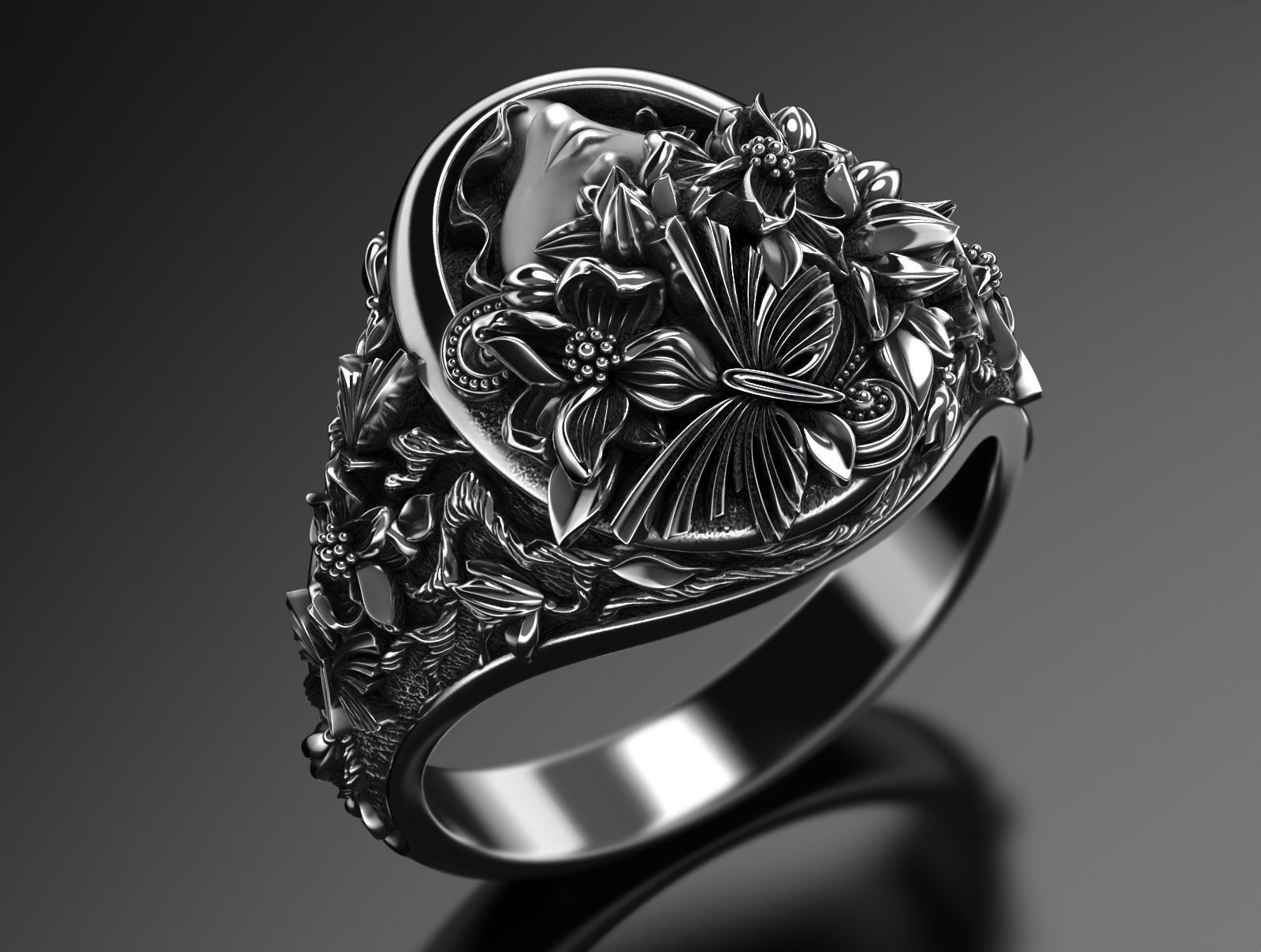 Flora ring  3D print model_3