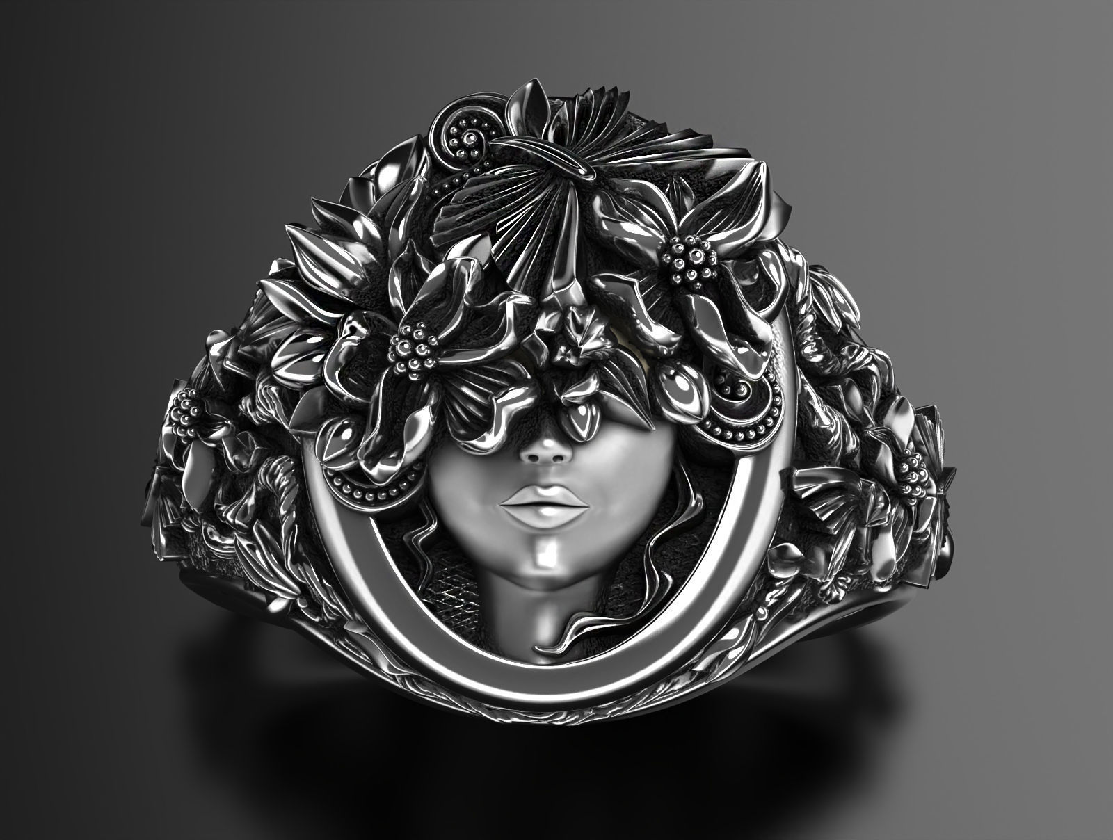 Flora ring  3D print model_1