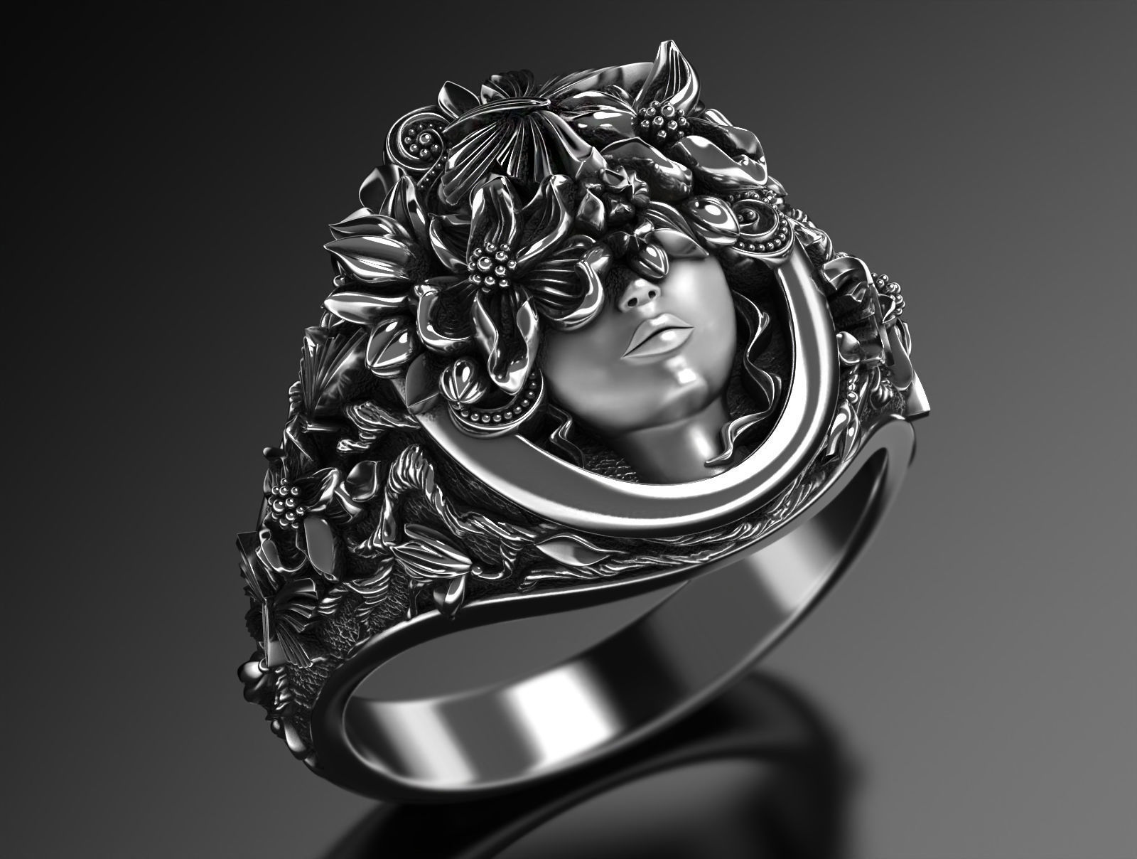 Flora ring  3D print model_5