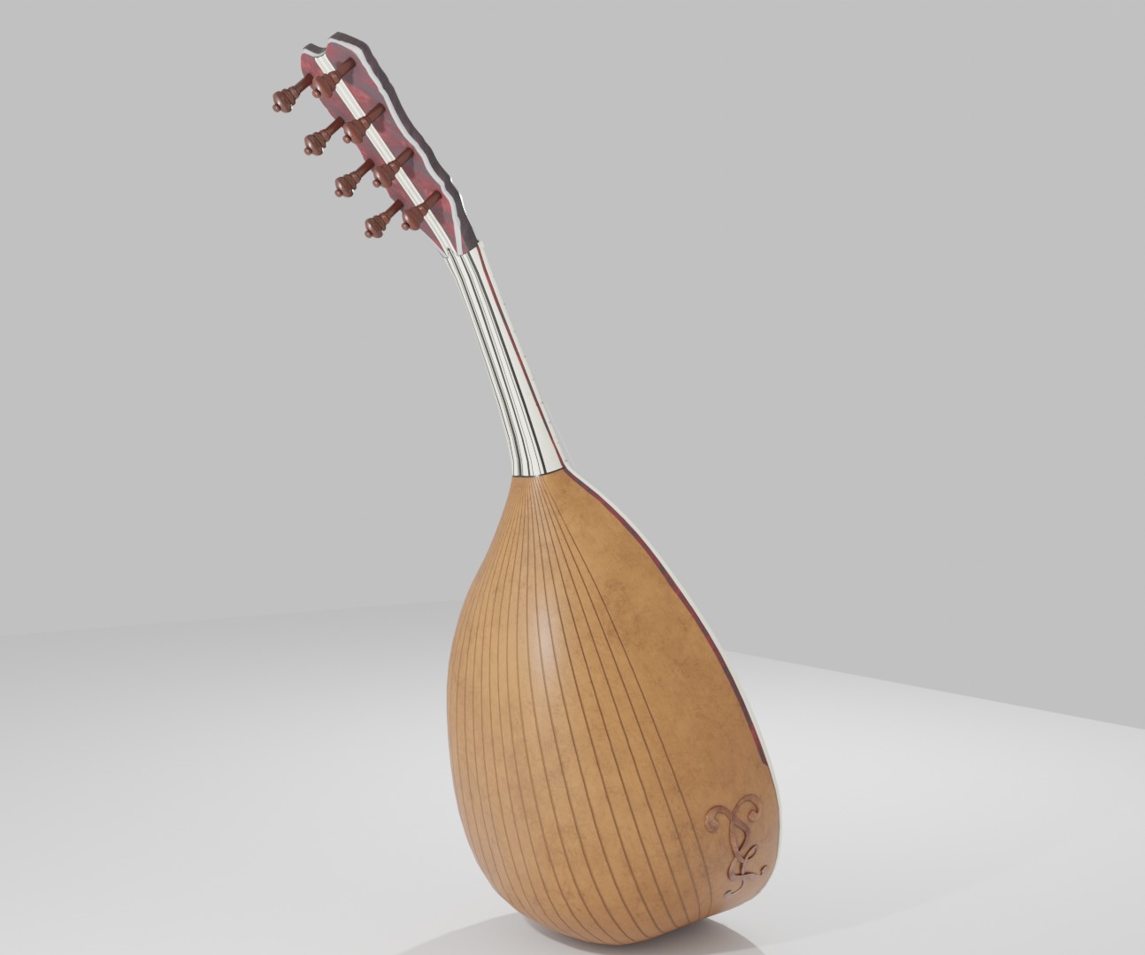 18th Century Mandolin Low-poly 3D model_10