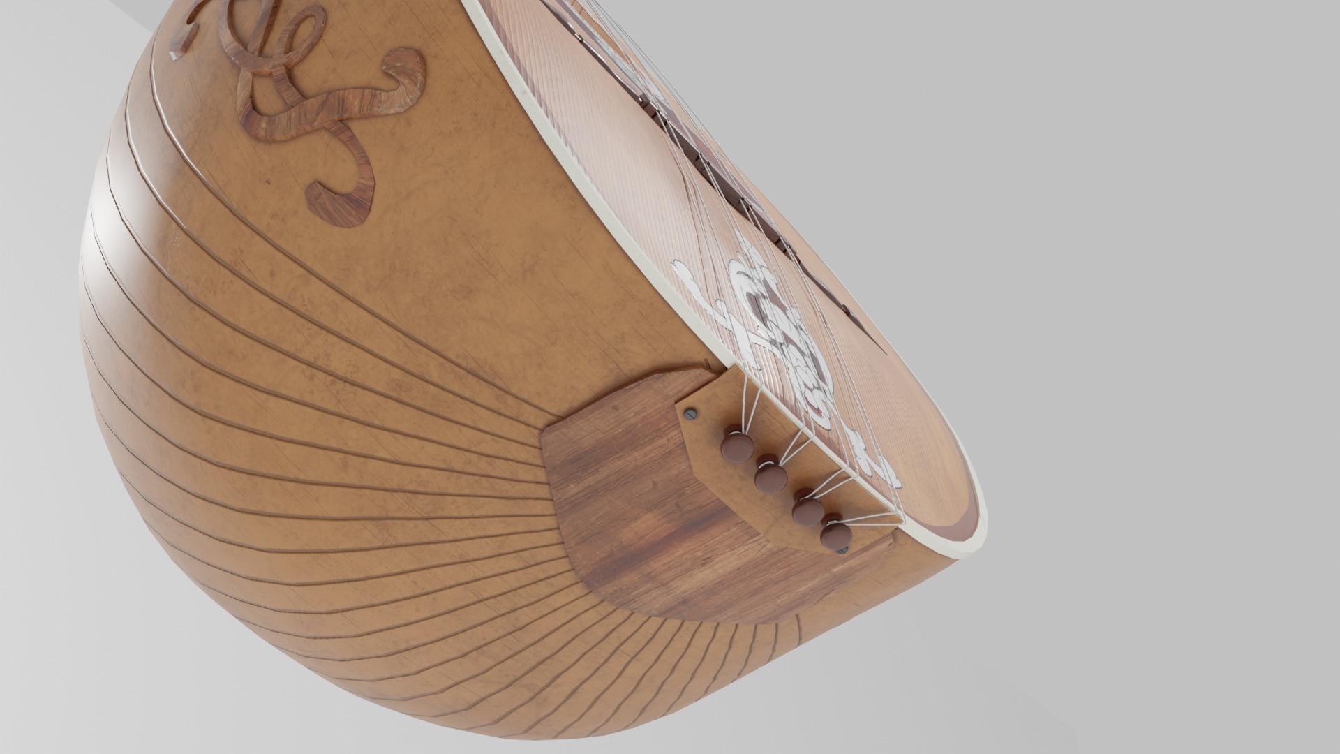18th Century Mandolin Low-poly 3D model_16