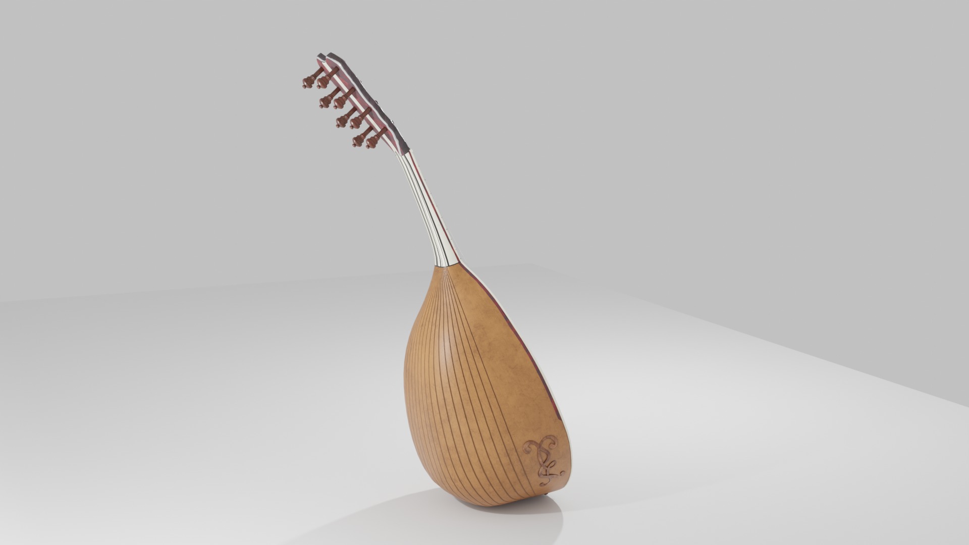 18th Century Mandolin Low-poly 3D model_8