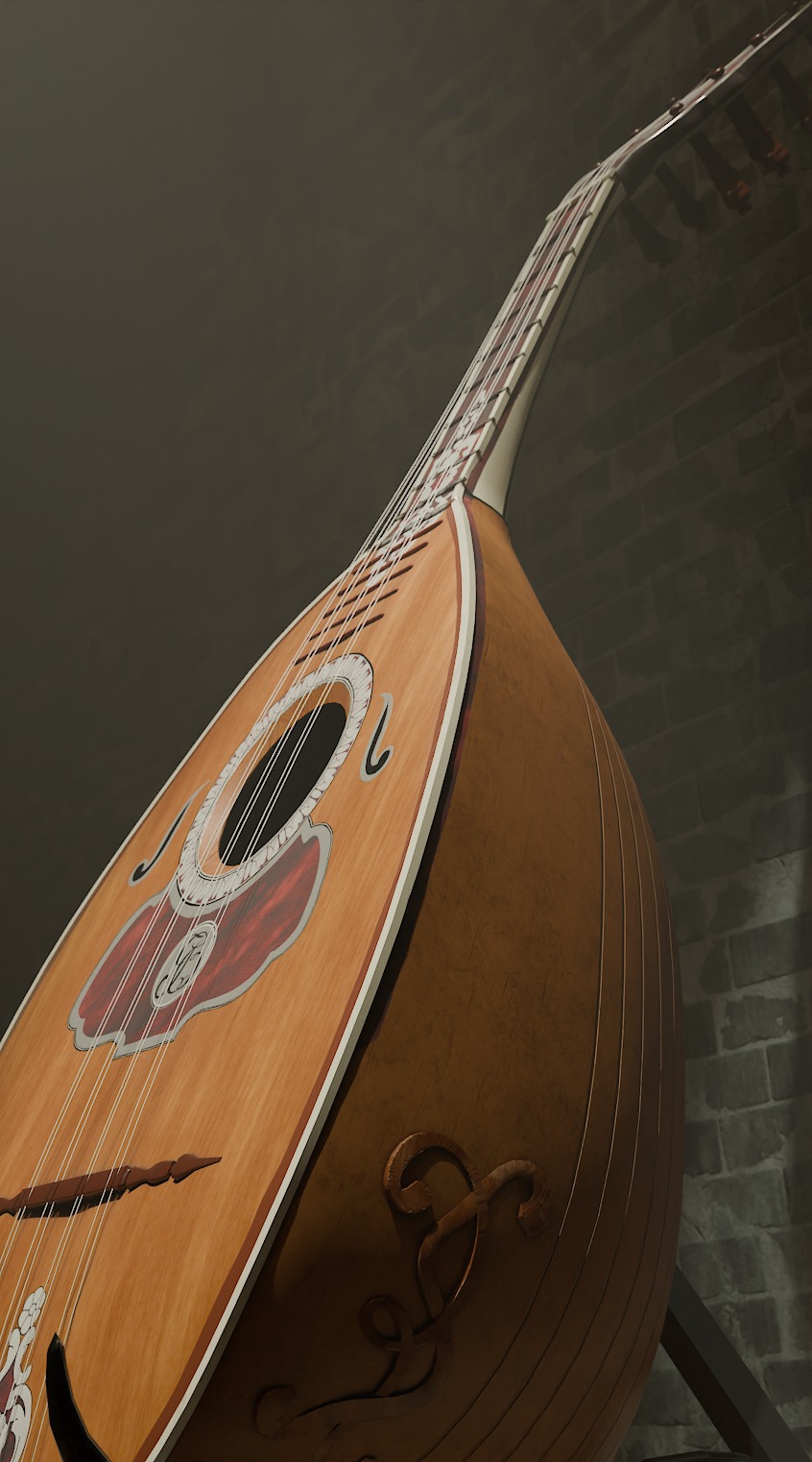 18th Century Mandolin Low-poly 3D model_2