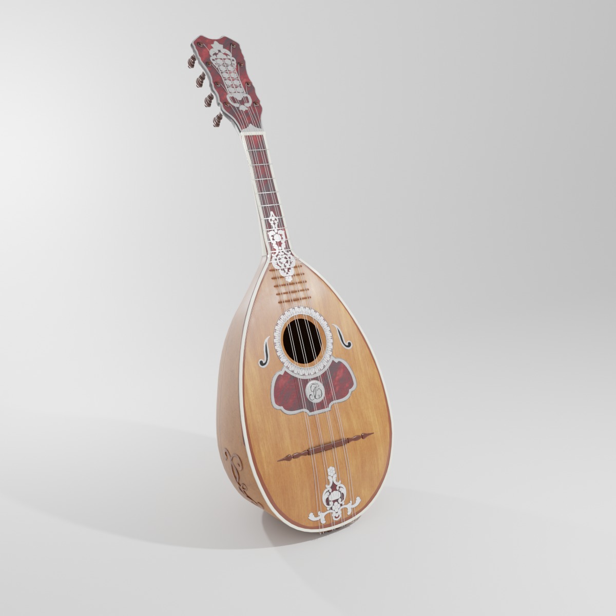 18th Century Mandolin Low-poly 3D model_7