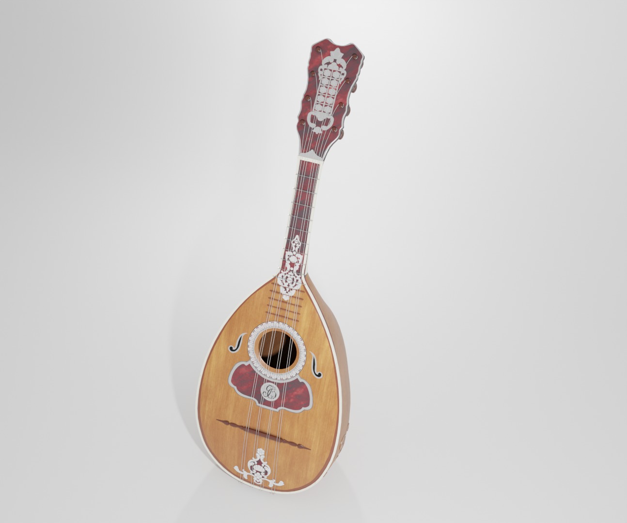 18th Century Mandolin Low-poly 3D model_15