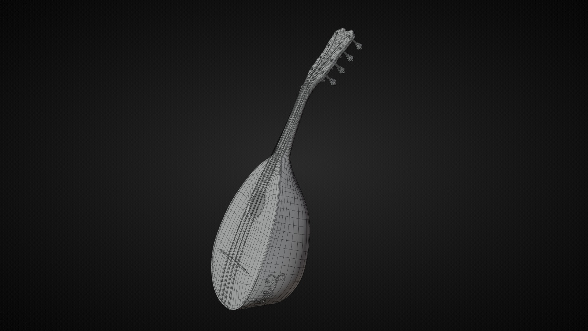 18th Century Mandolin Low-poly 3D model_11