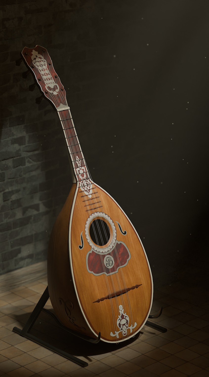 18th Century Mandolin Low-poly 3D model_1