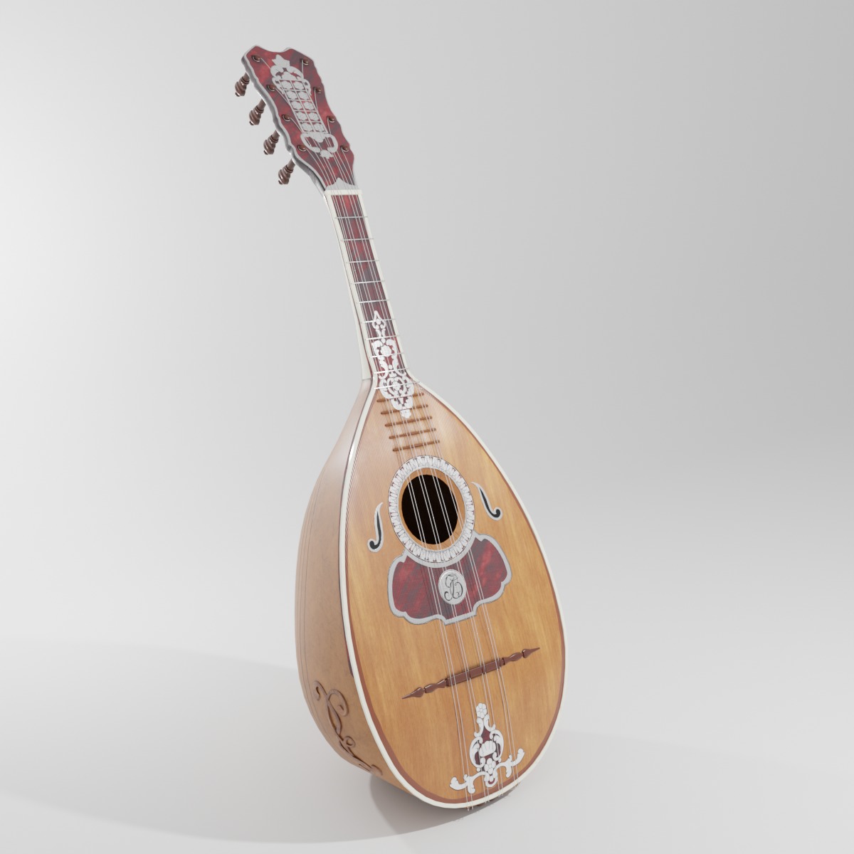 18th Century Mandolin Low-poly 3D model_13