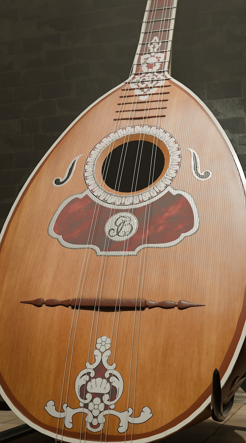 18th Century Mandolin Low-poly 3D model_3