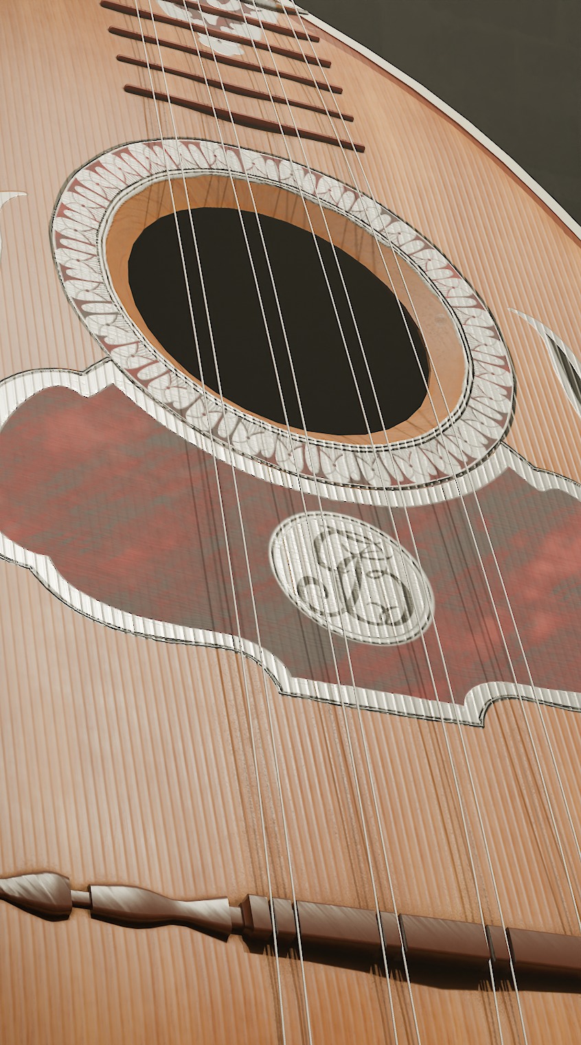18th Century Mandolin Low-poly 3D model_4