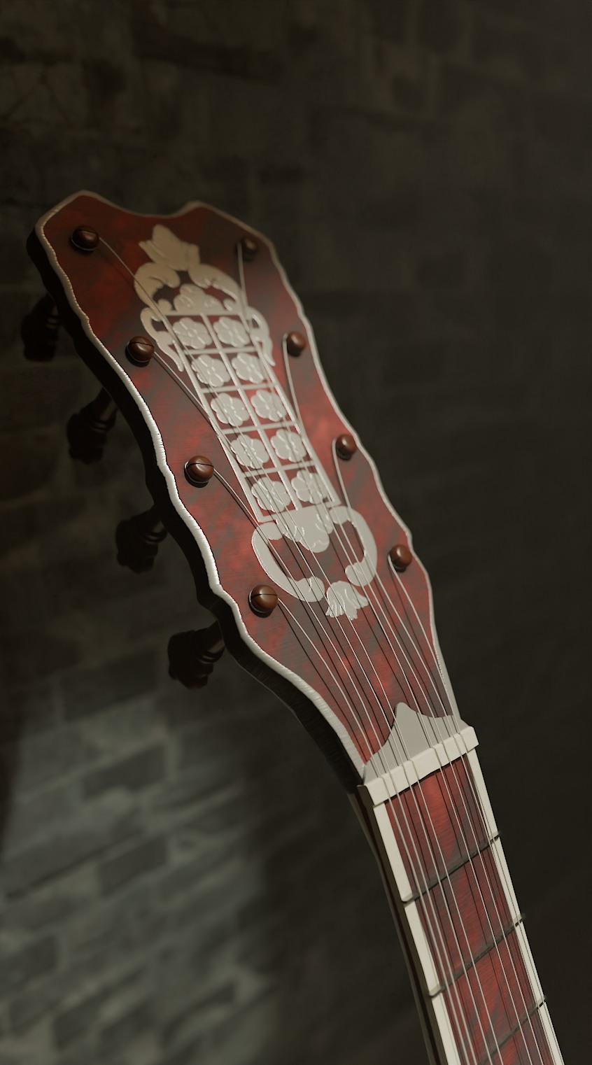 18th Century Mandolin Low-poly 3D model_5