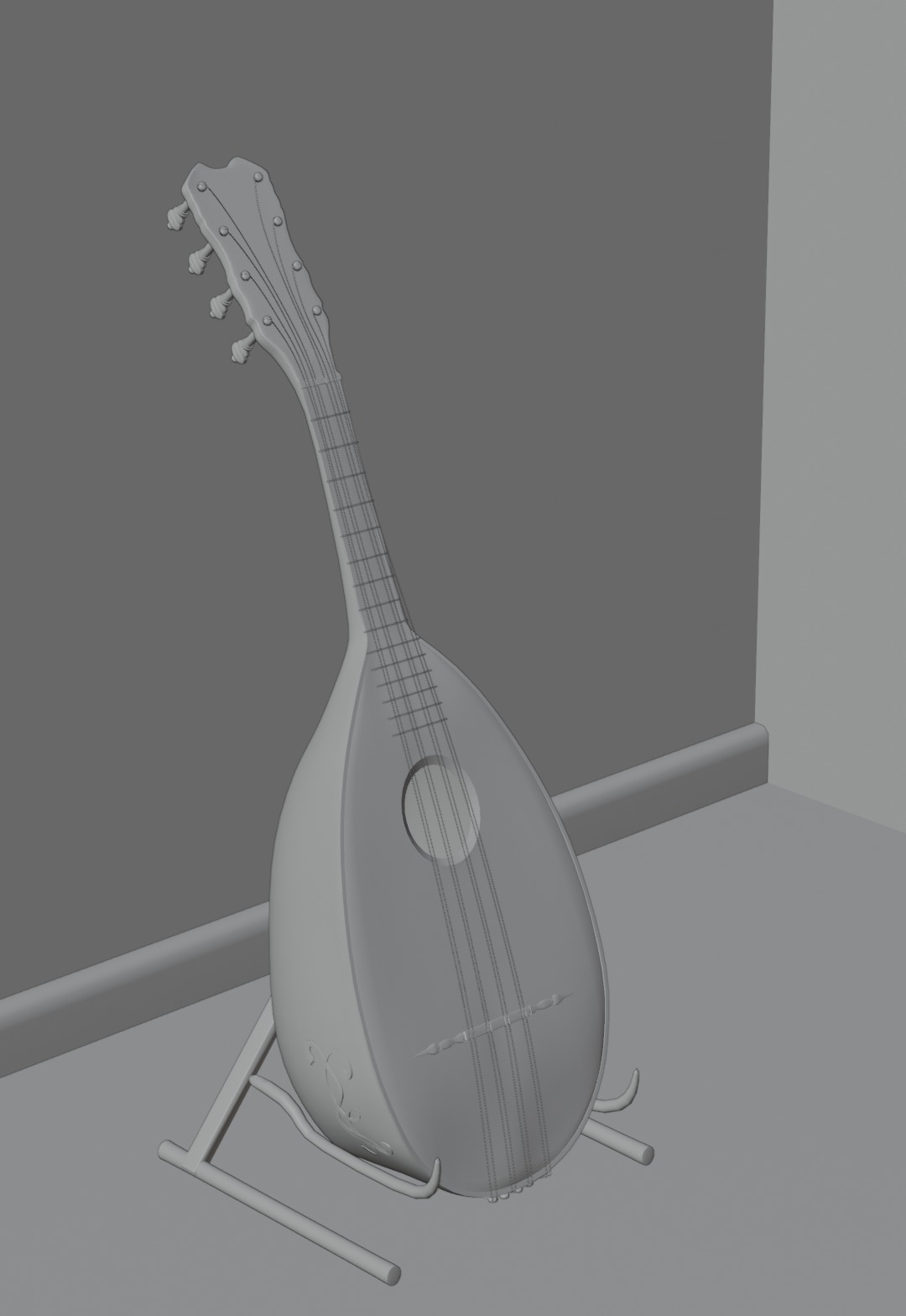 18th Century Mandolin Low-poly 3D model_24