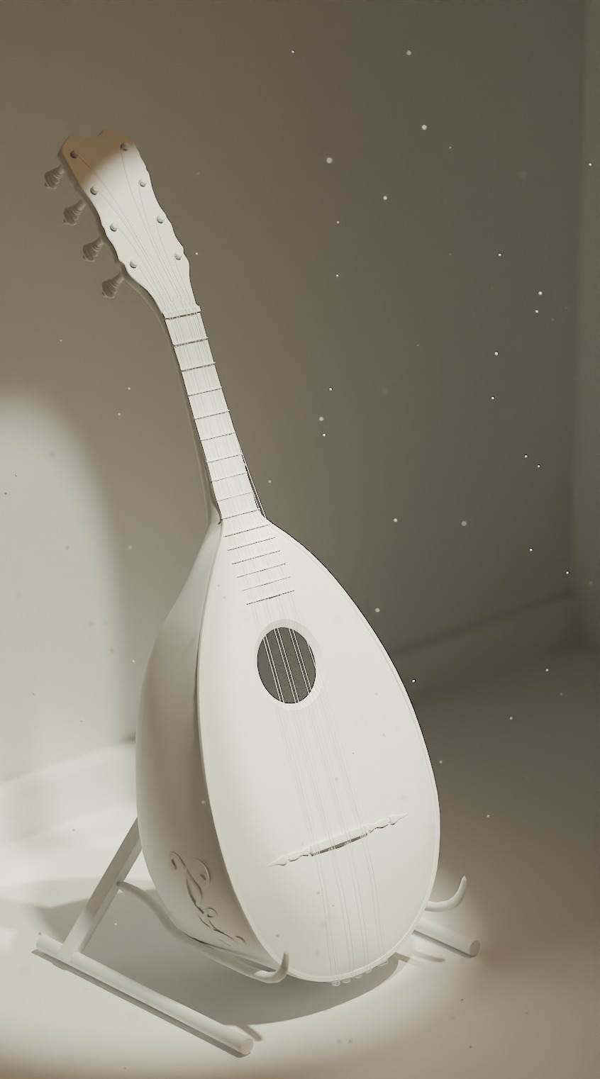 18th Century Mandolin Low-poly 3D model_9