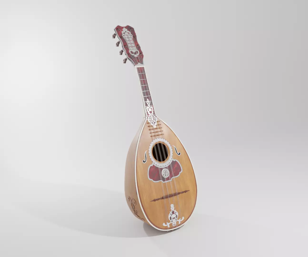 18th Century Mandolin Low-poly 3D model_0