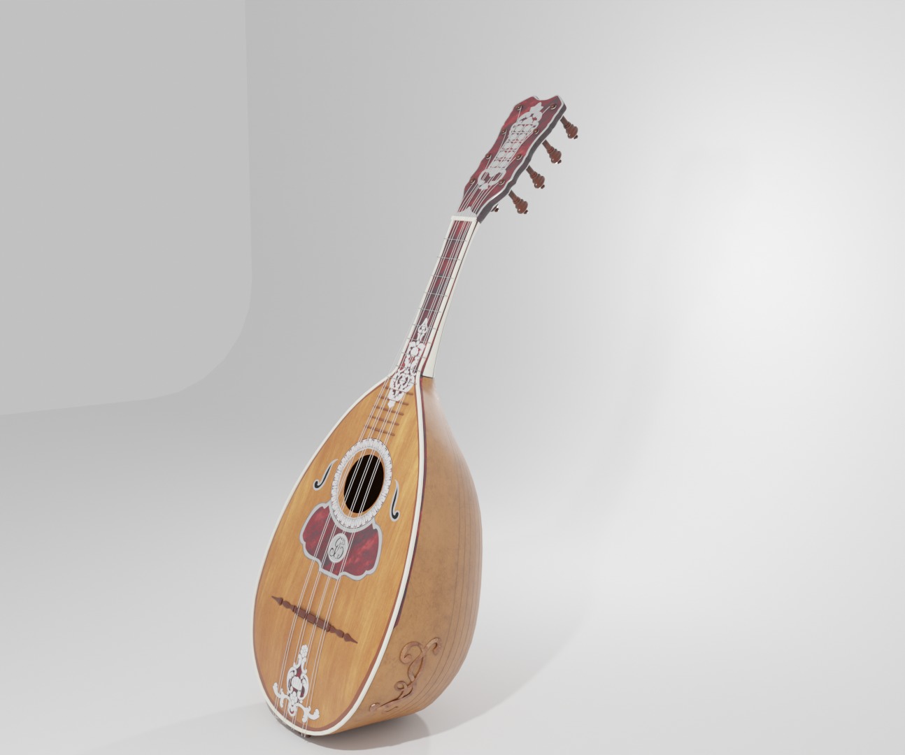 18th Century Mandolin Low-poly 3D model_6