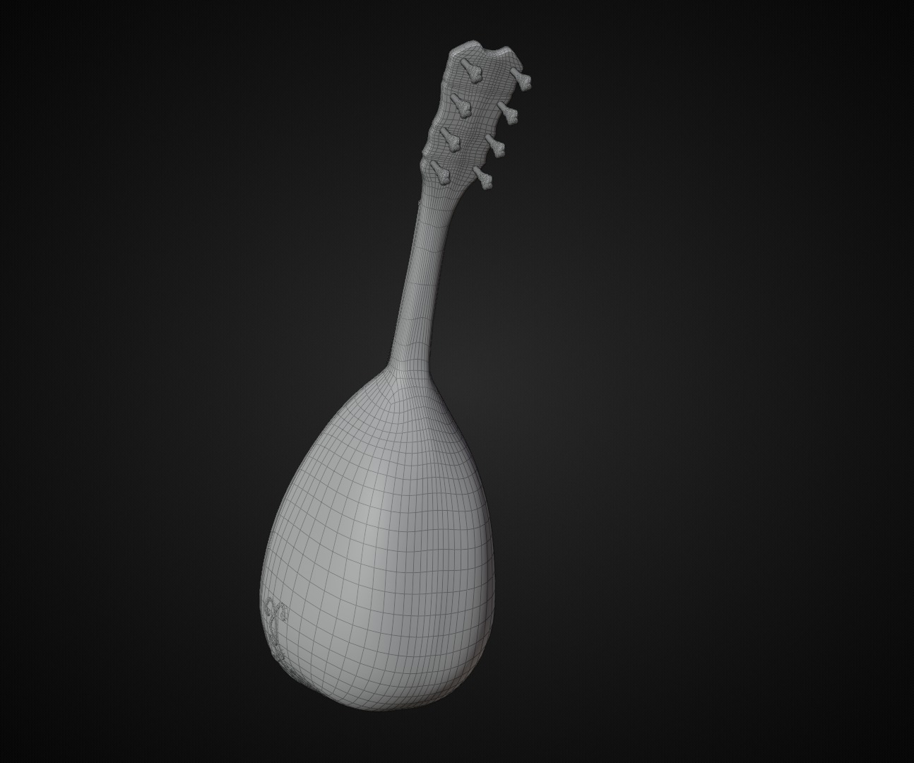 18th Century Mandolin Low-poly 3D model_21