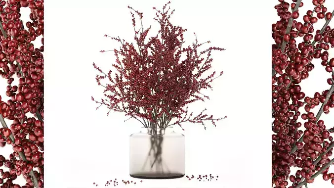 Bouquet of branches with red berries ilex vase 347