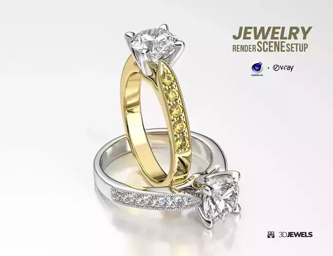 Jewelry 3D Rendering Scene Setup for Cinema 4D with V-Ray 3D model
