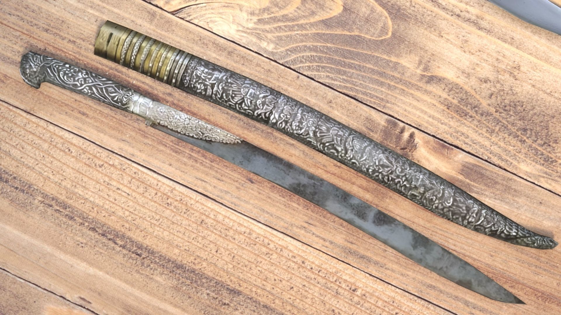 3 low poly swords from eastern culture Low-poly 3D model_2