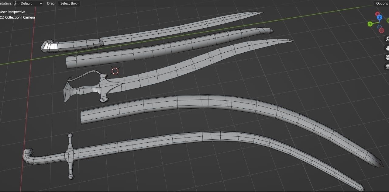 3 low poly swords from eastern culture Low-poly 3D model_5