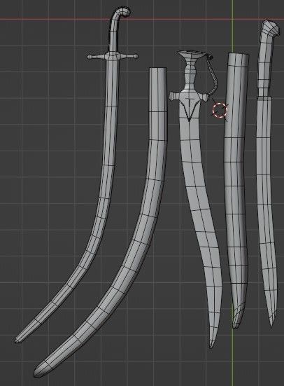 3 low poly swords from eastern culture Low-poly 3D model_4