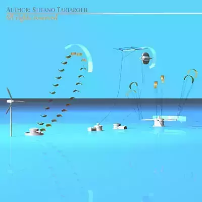Wind power plants 3D model