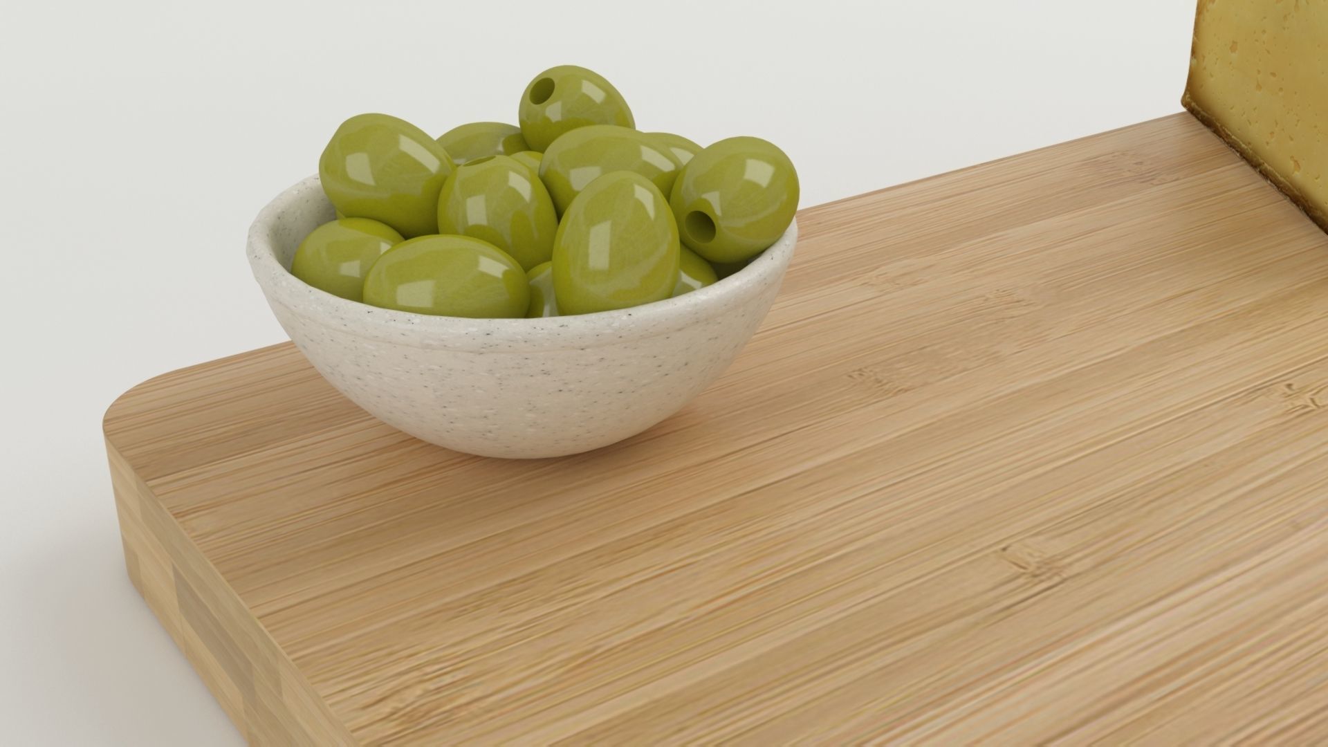 Composition of bamboo cheese board 3D model_3