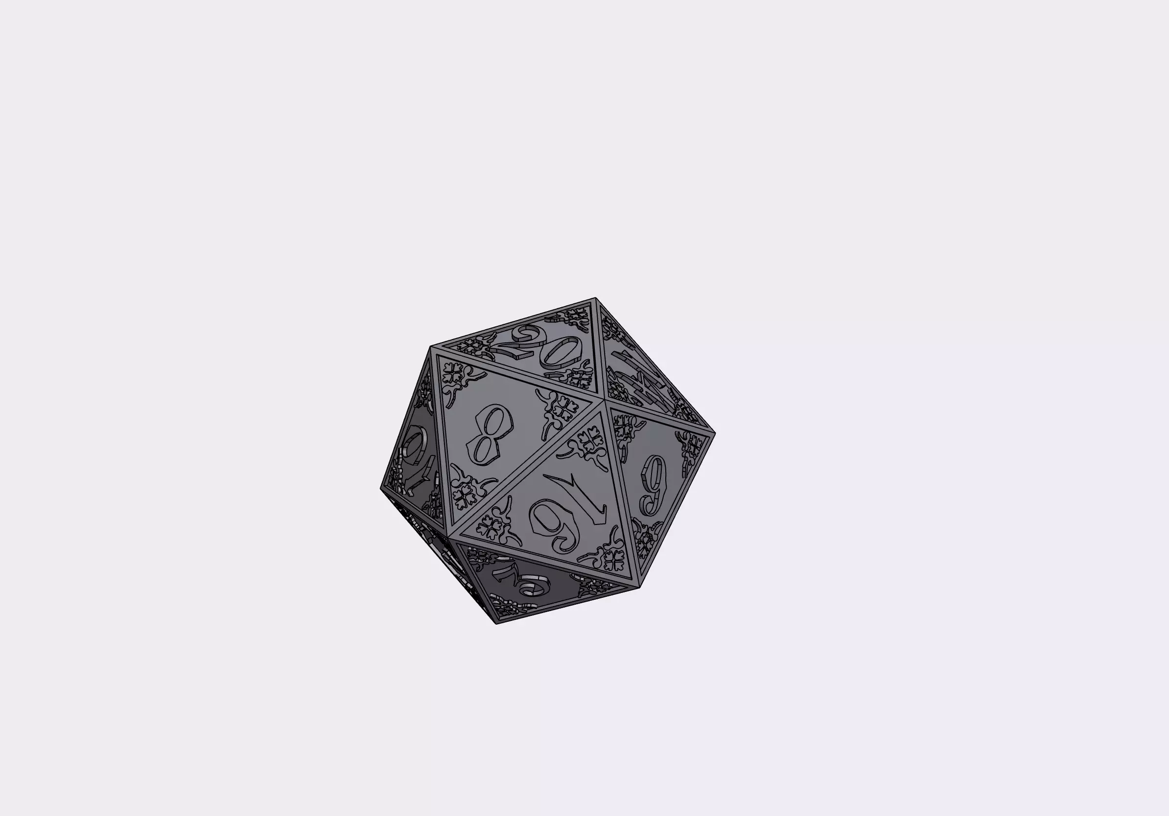 20-sided gothic style dice for ttrpg desk decoration d20 3D model_0