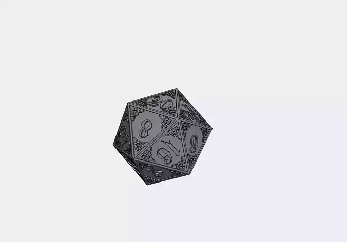 20-sided gothic style dice for ttrpg desk decoration d20 3D model