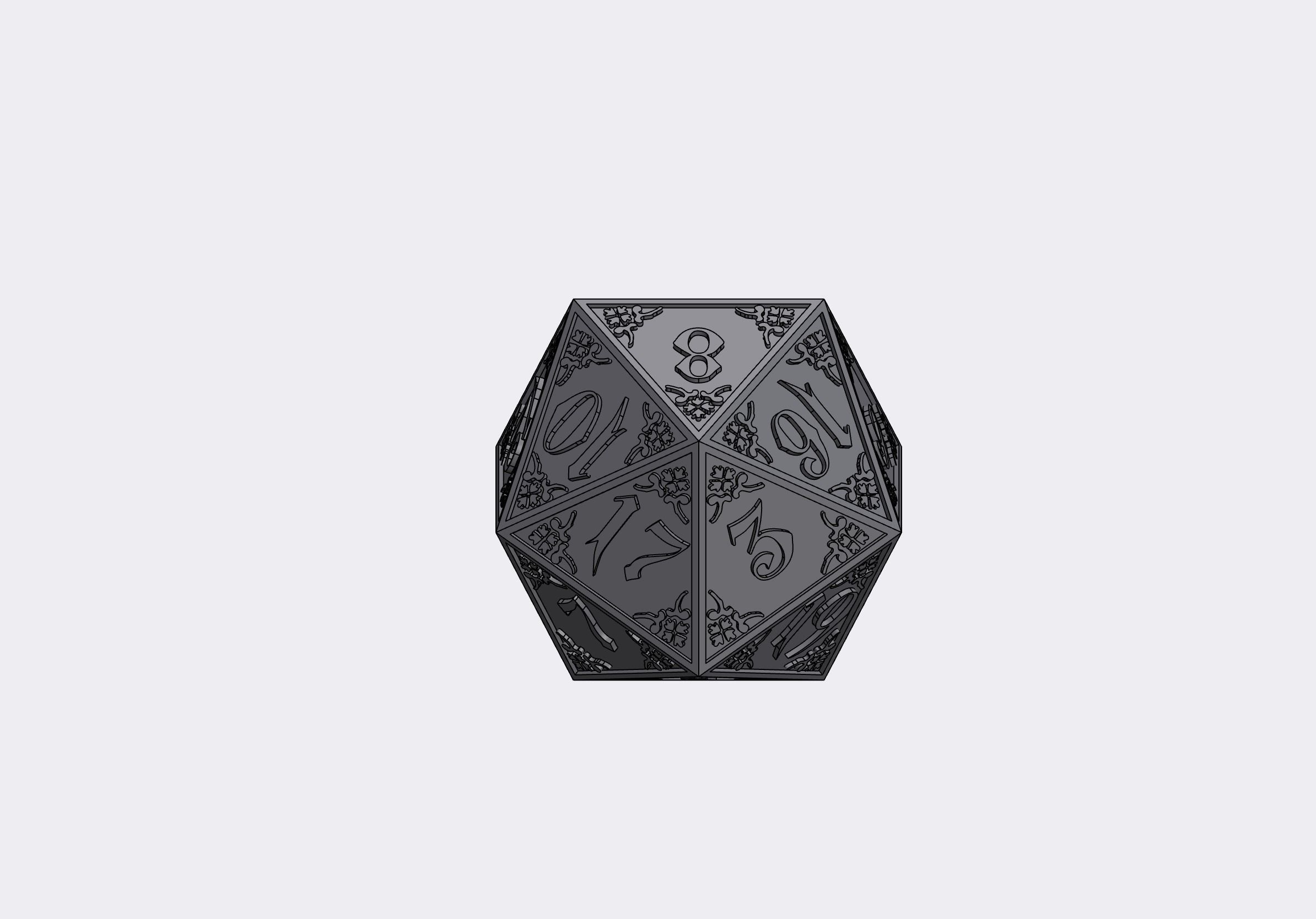 20-sided gothic style dice for ttrpg desk decoration d20 3D model_4