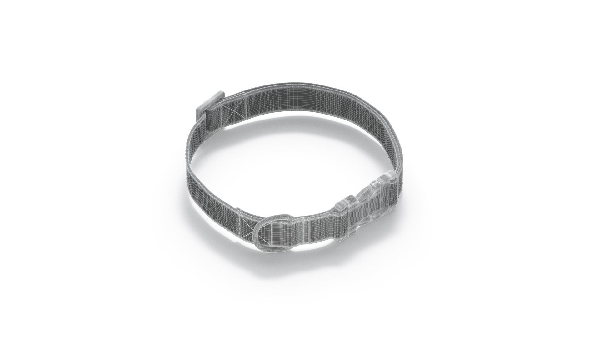 White Dog Collar - nylon pet leash Low-poly 3D model_7