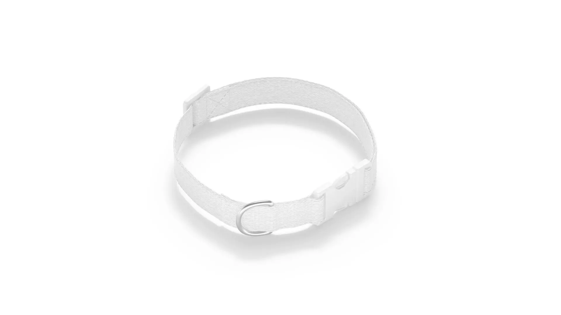 White Dog Collar - nylon pet leash Low-poly 3D model_0