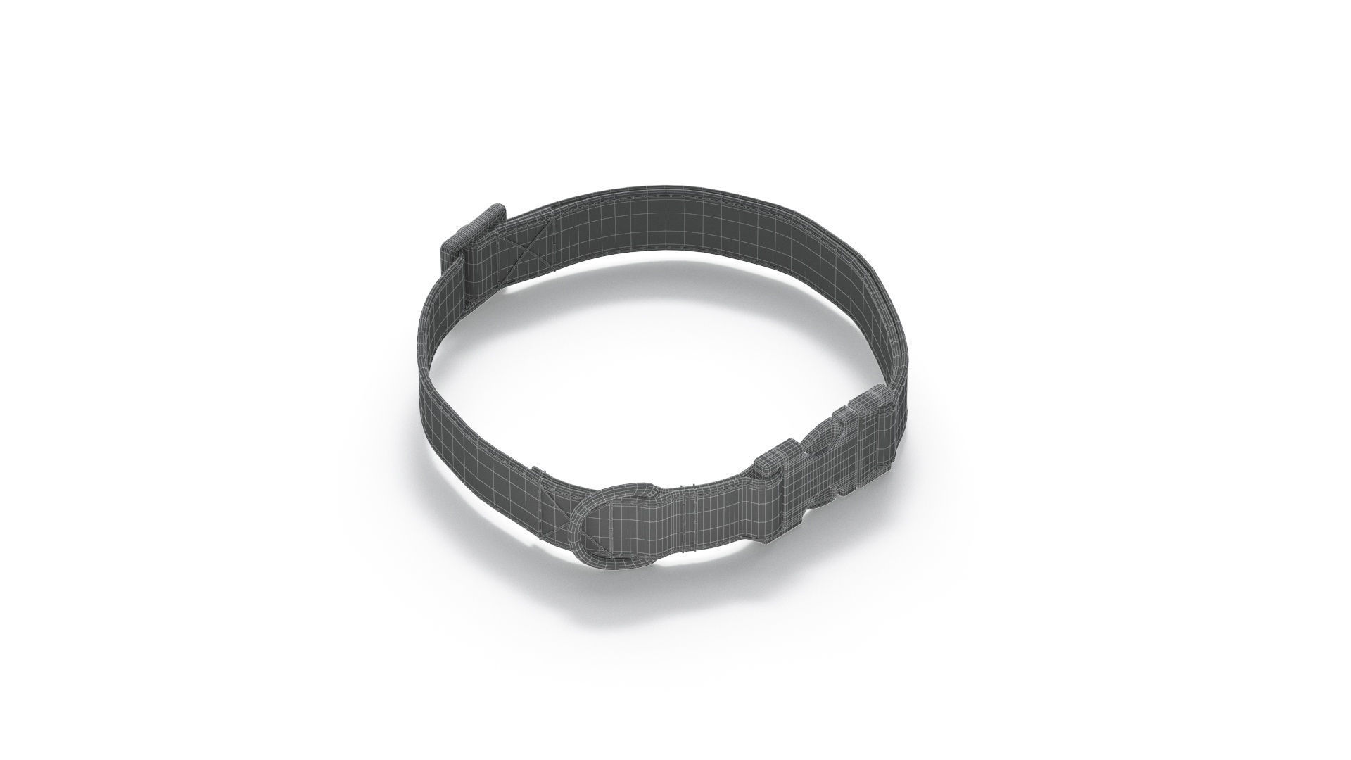 White Dog Collar - nylon pet leash Low-poly 3D model_5