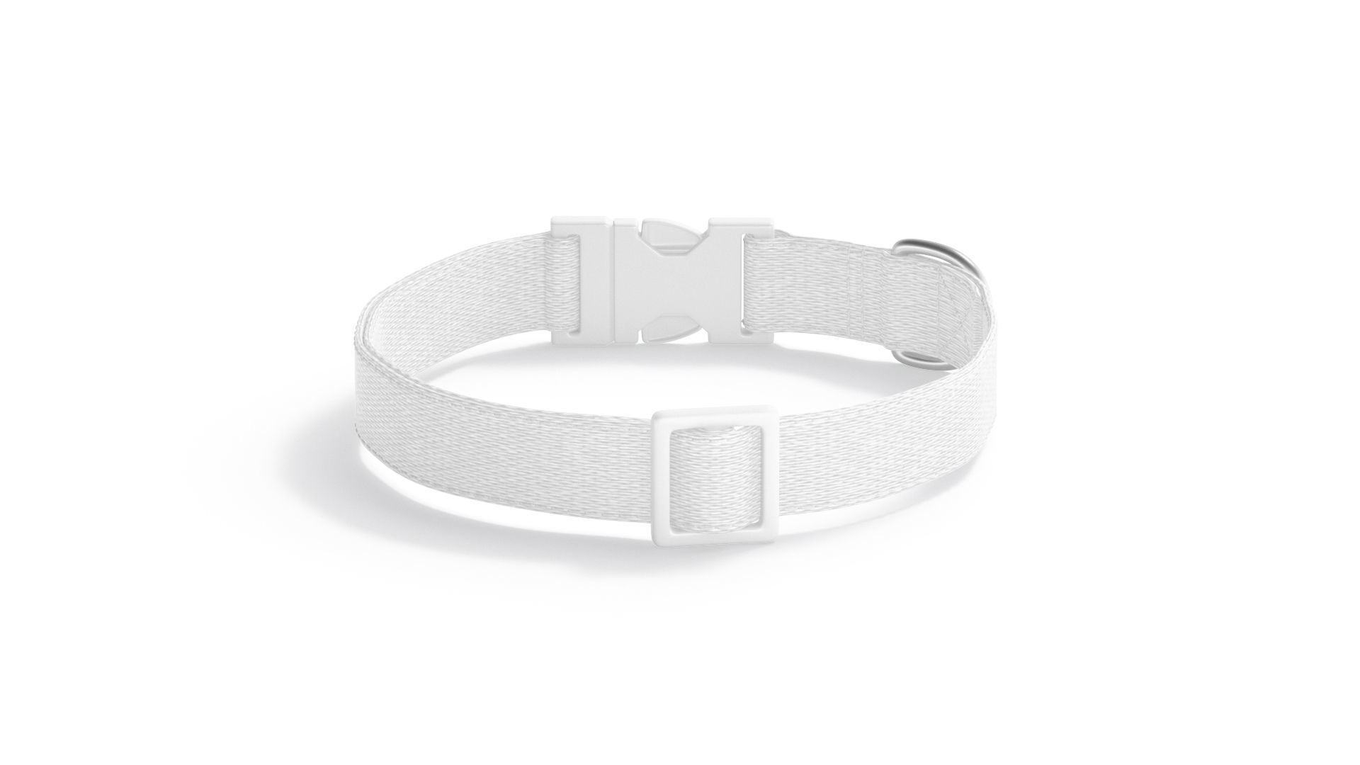 White Dog Collar - nylon pet leash Low-poly 3D model_2