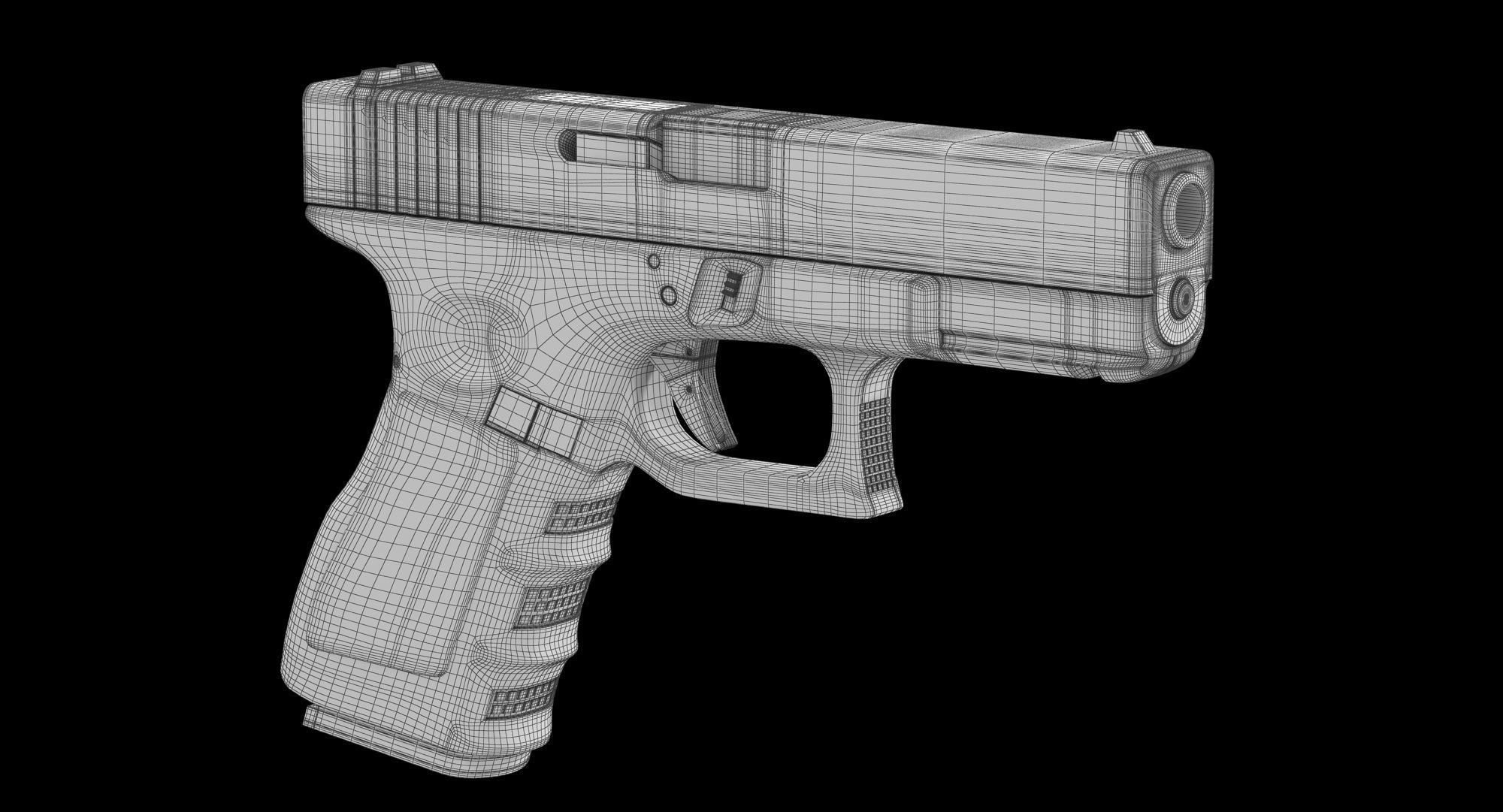 Glock 19 Brown Rough Low-poly 3D model_11