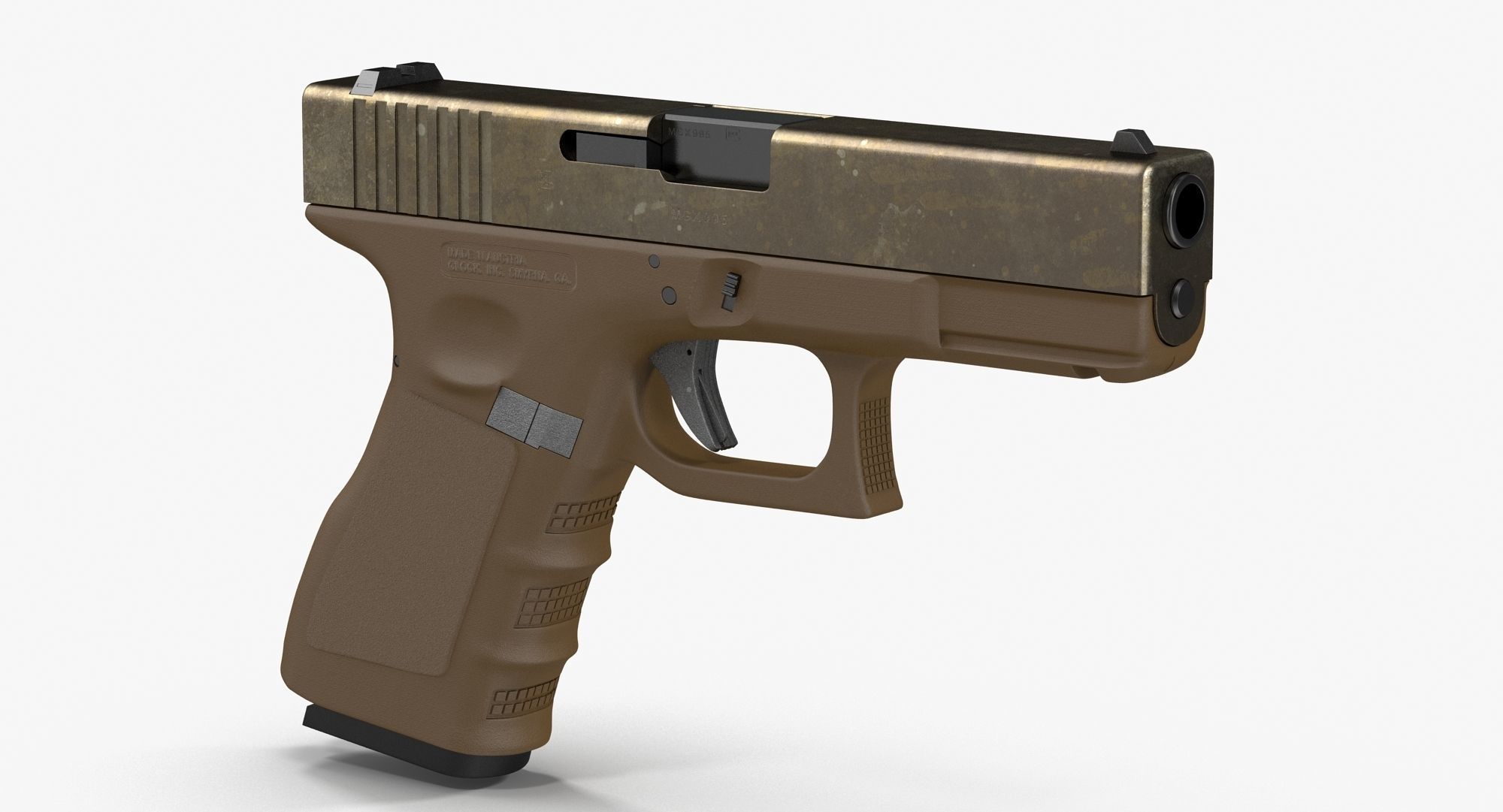 Glock 19 Brown Rough Low-poly 3D model_9