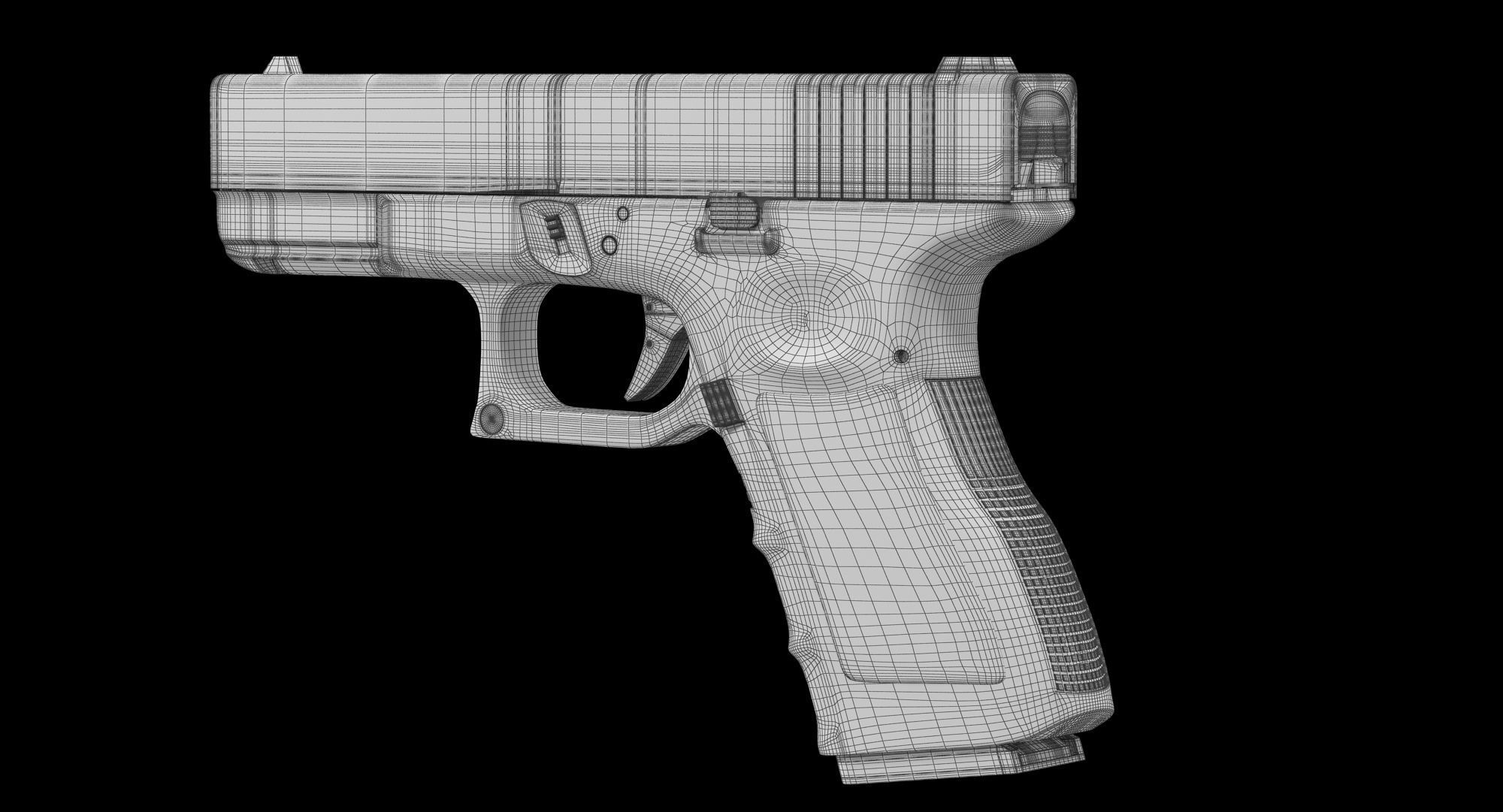 Glock 19 Brown Rough Low-poly 3D model_5