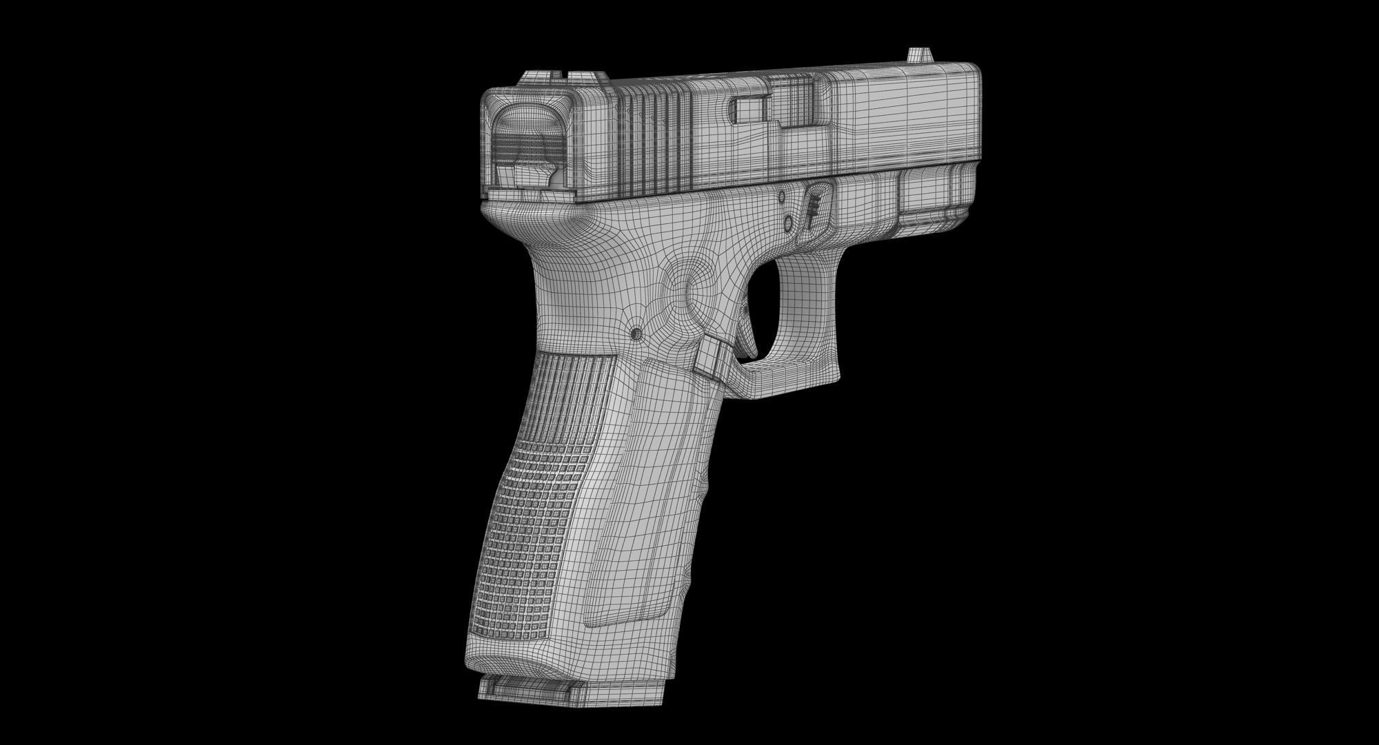 Glock 19 Brown Rough Low-poly 3D model_8