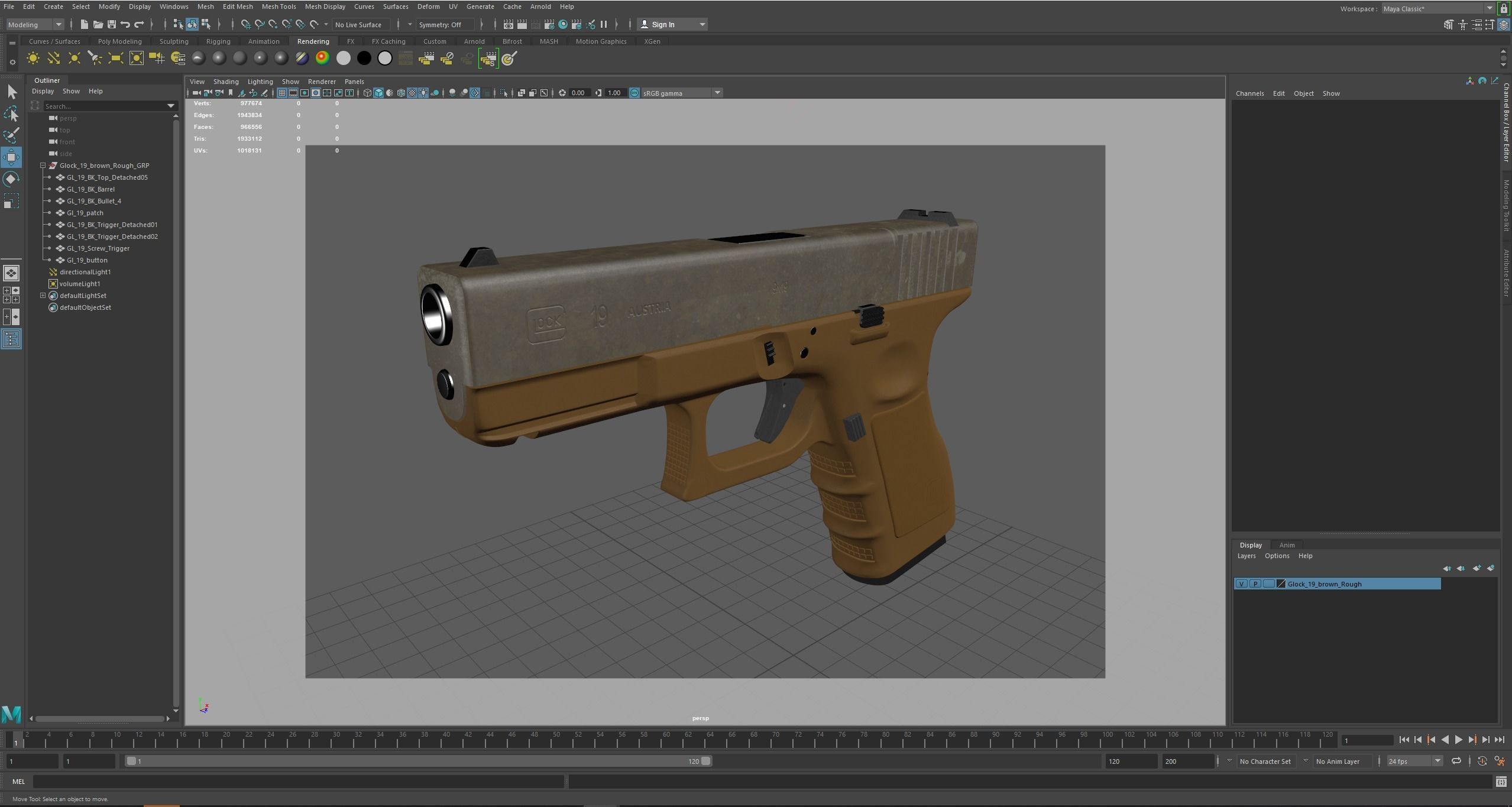 Glock 19 Brown Rough Low-poly 3D model_25
