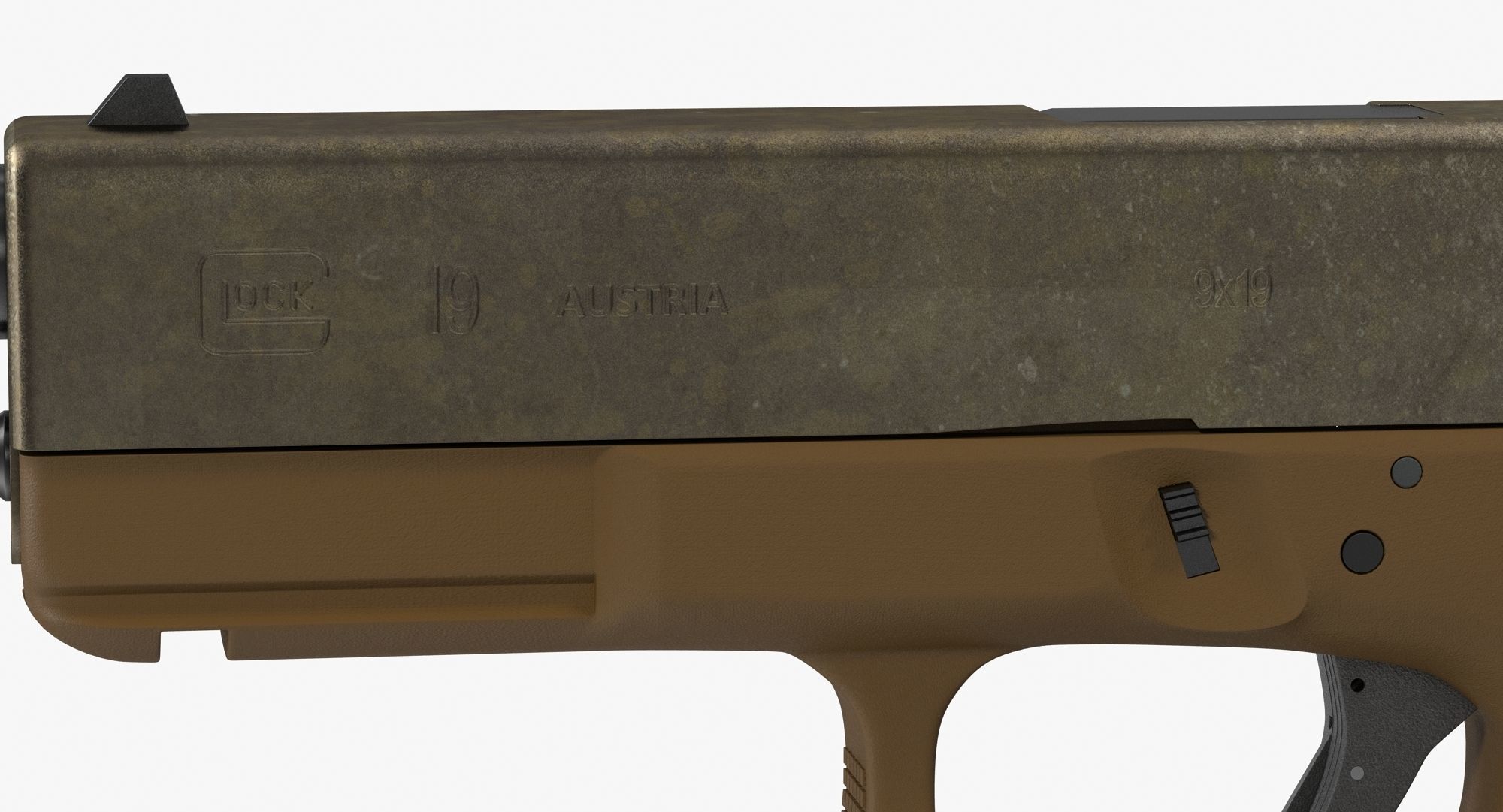 Glock 19 Brown Rough Low-poly 3D model_18
