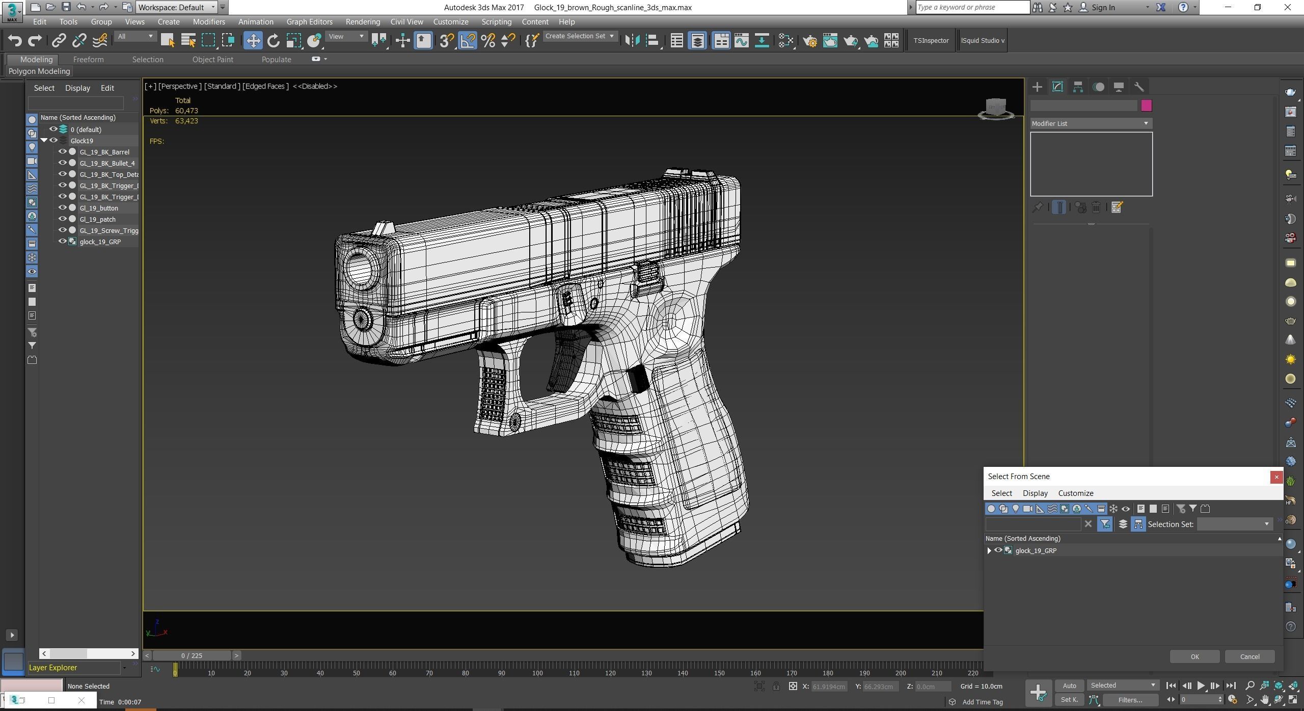 Glock 19 Brown Rough Low-poly 3D model_23